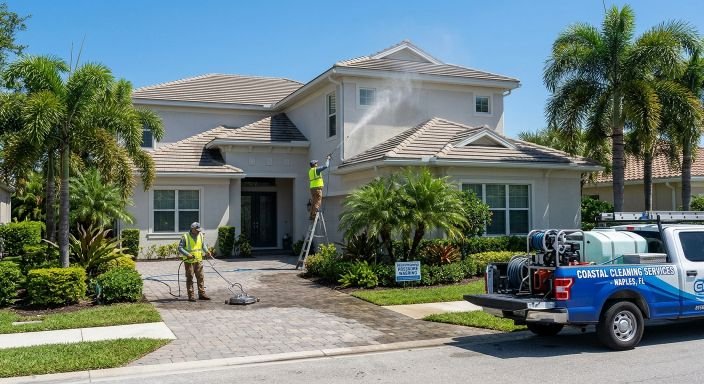 Exterior house washing in Naples Florida