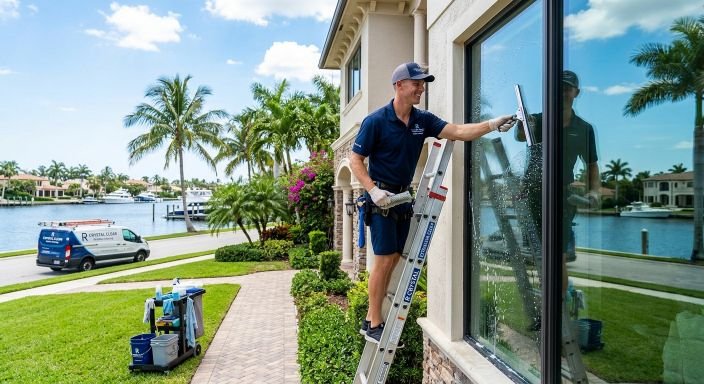 Clean residential glass and windows in a Florida home