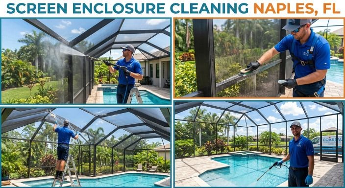 Screen enclosure cleaning and exterior maintenance in Naples Florida