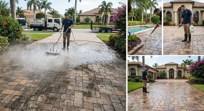 Paver cleaning process in Naples FL