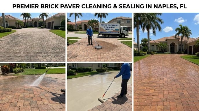 Before and after paver sealing results in Naples FL