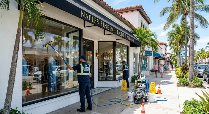 Professional storefront glass cleaning in Naples FL